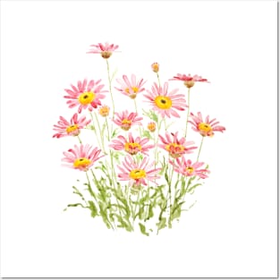 pink Marigold Margarita Rosa watercolor Posters and Art